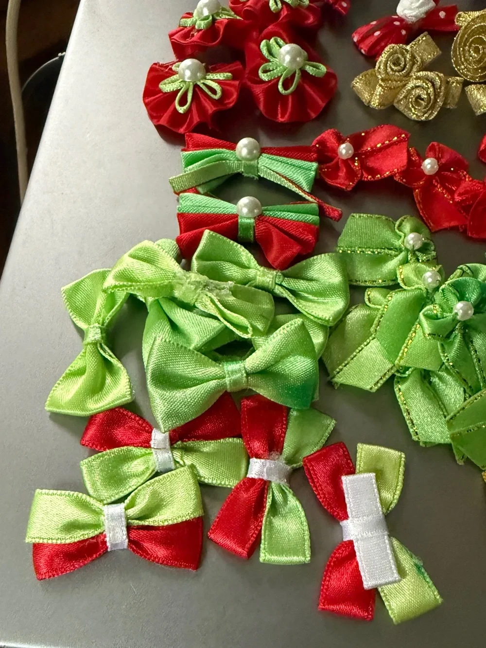 Vintage Satin Ribbon Rose Bow Craft Embellishment Lot